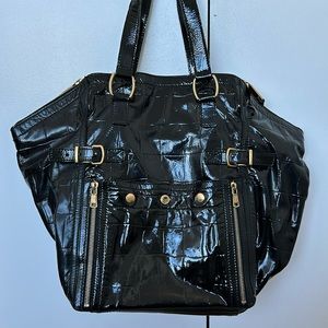 Yves Saint Laurent Black Patent Large Sac Downtown